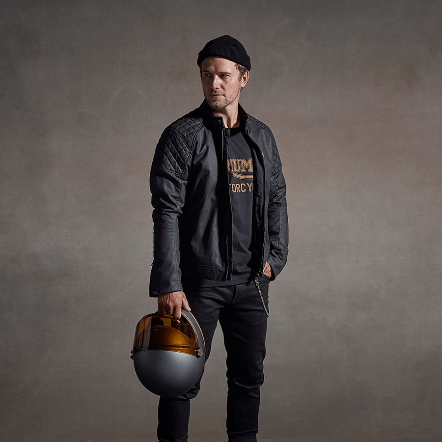 Kirk Waxed Cotton Biker Jacket Black
